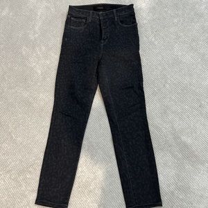 J Brand Lillie Savannah High Rise Crop Skinny Leopard Print Jeans Black Size: 25